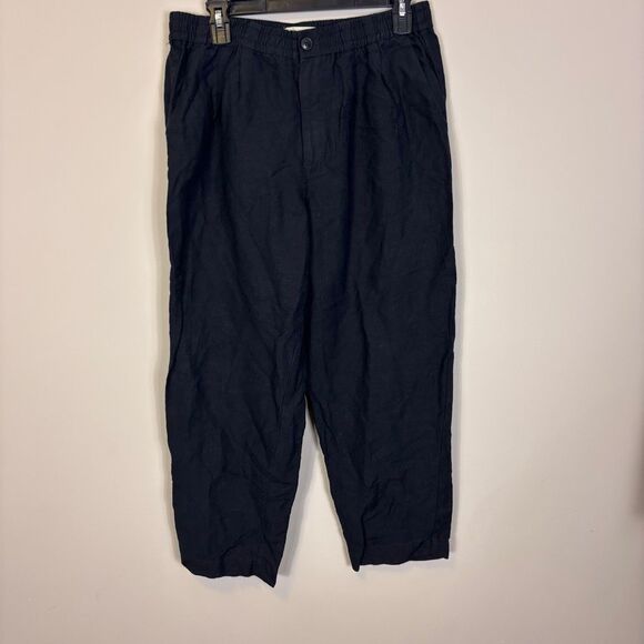 Madewell Black Barrel Leg Linen & Viscose Dress Pants Women's Medium - Picture 1 of 7
